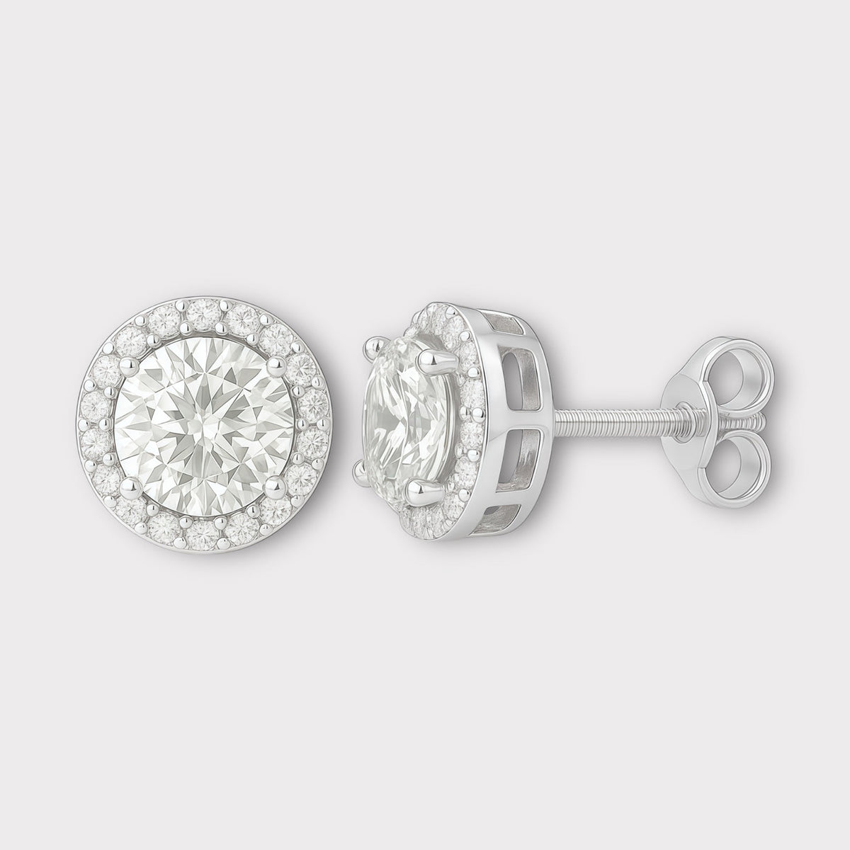 Square Moissanite Halo Earrings