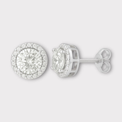 Square Moissanite Halo Earrings