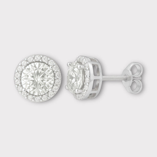Square Moissanite Halo Earrings