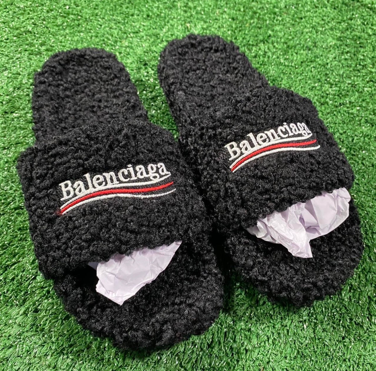 ON HAND - Black Balenci Slides