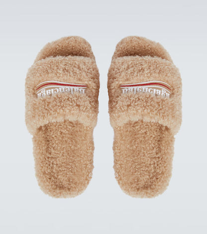 BB FUR SLIDES - BEIGDE