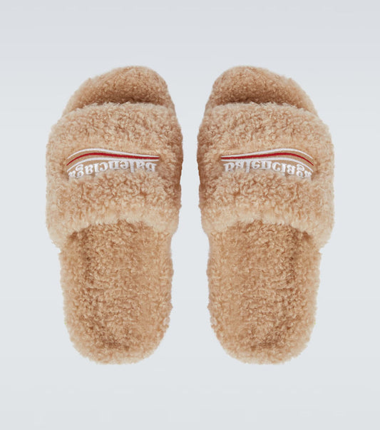 BB FUR SLIDES - BEIGDE