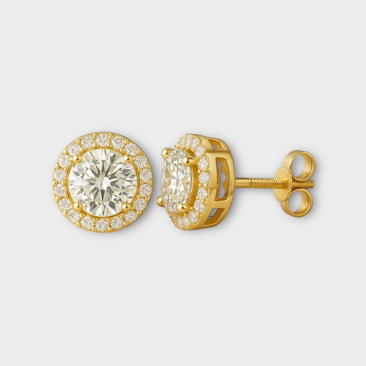 Square Moissanite Halo Earrings
