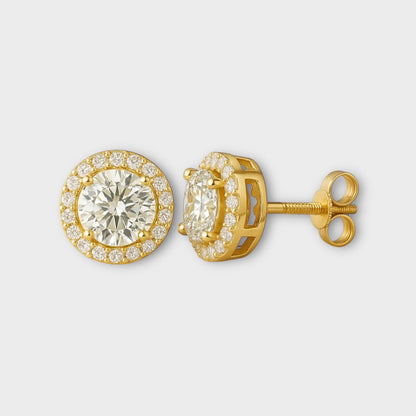 Square Moissanite Halo Earrings